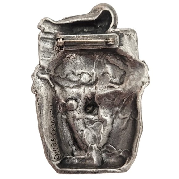 1995 Carruth Pewter Bird Watcher Brooch Pin, Signed E166 - Picture 5 of 9